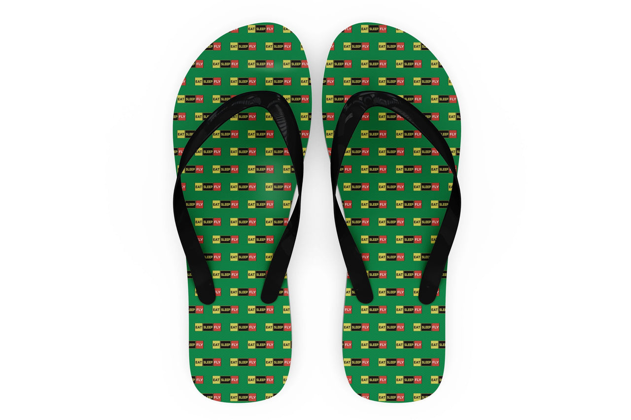 Eat Sleep Fly (Colourful) Designed Slippers (Flip Flops)