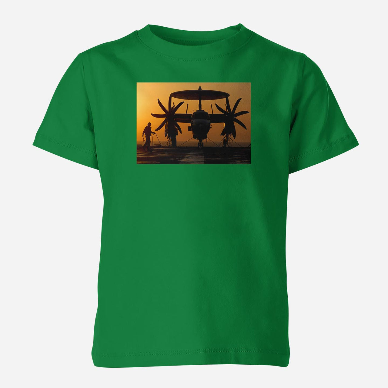 Military Plane at Sunset Designed Children T-Shirts