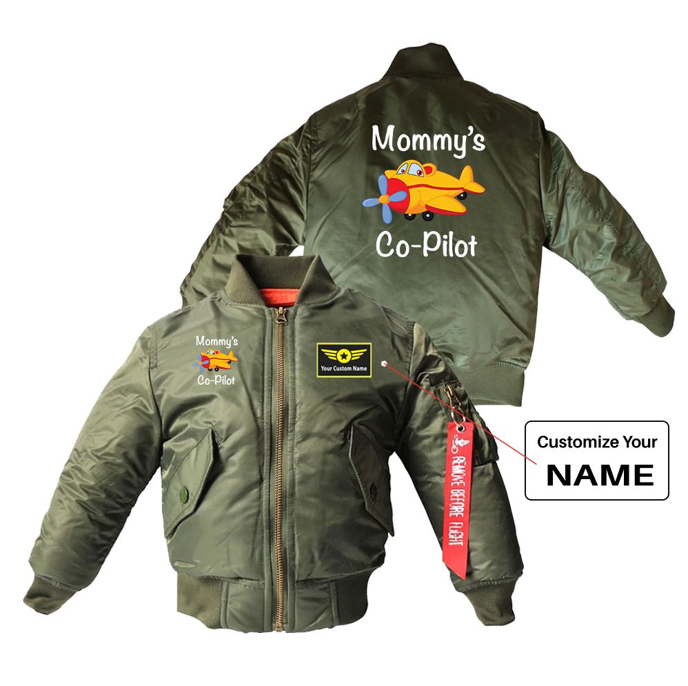Mommy's Co-Pilot (Propeller) Designed Children Bomber Jackets