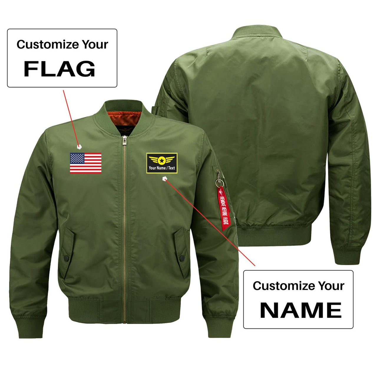 Custom Flag & Name with "Special Badge" Designed Pilot Jackets