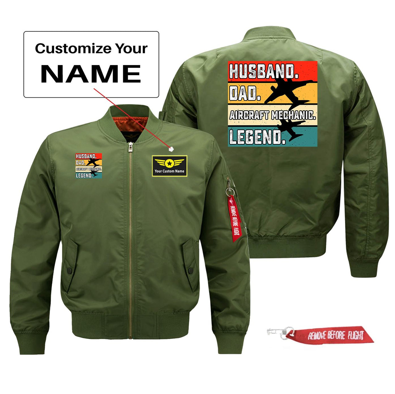 Husband & Dad & Aircraft Mechanic & Legend Designed Pilot Jackets (Customizable)