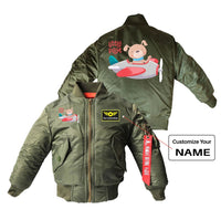 Thumbnail for Little Pilot Designed Children Bomber Jackets