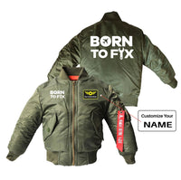 Thumbnail for Born To Fix Airplanes Designed Children Bomber Jackets