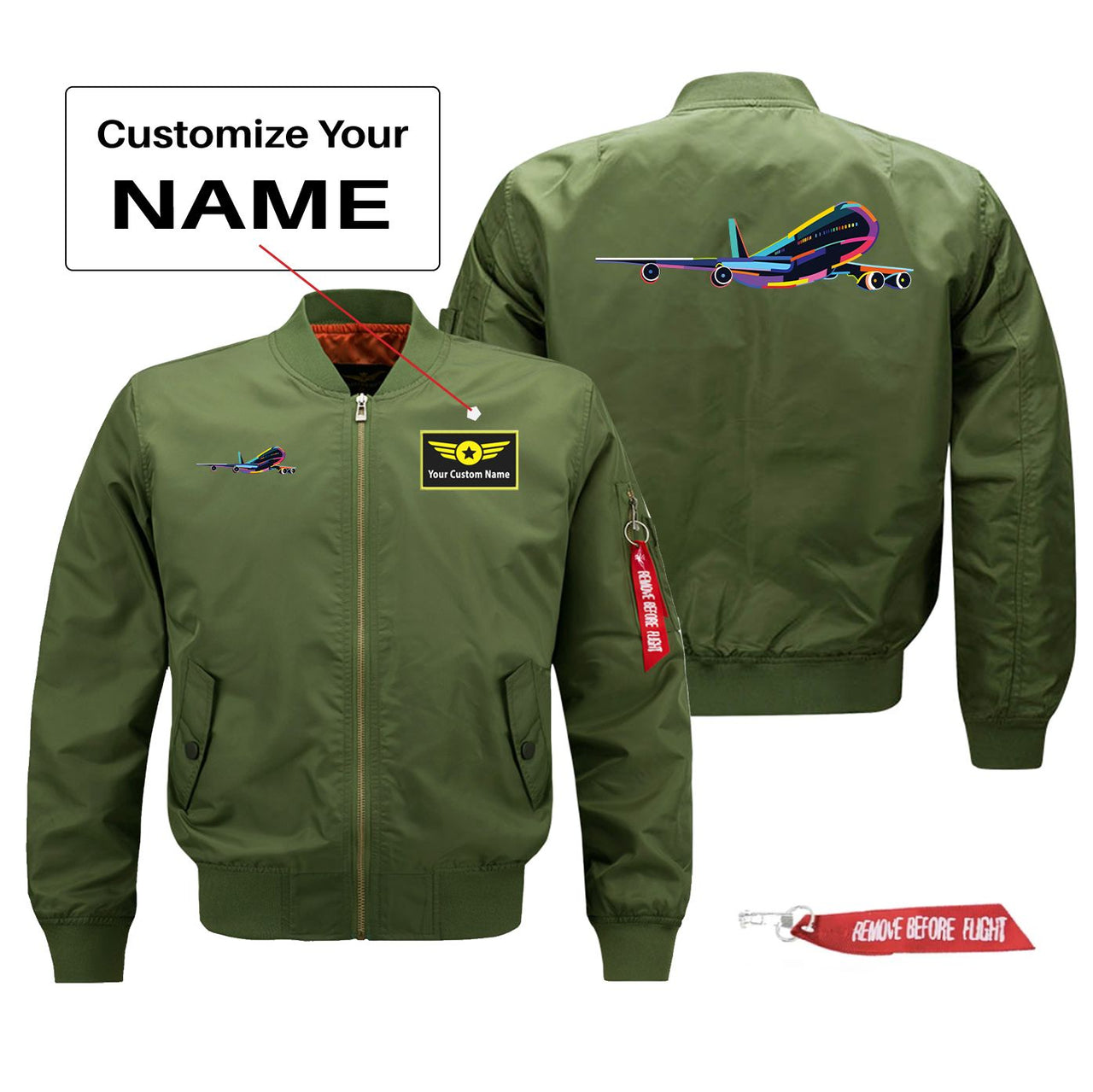Multicolor Airplane Designed Pilot Jackets (Customizable)