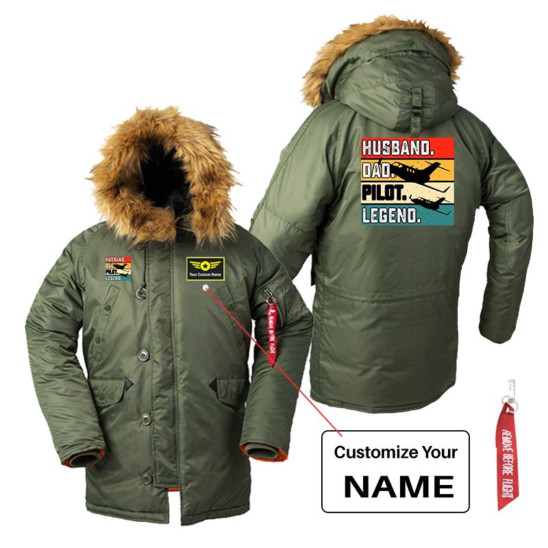 Husband & Dad & Pilot & Legend Designed Parka Bomber Jackets
