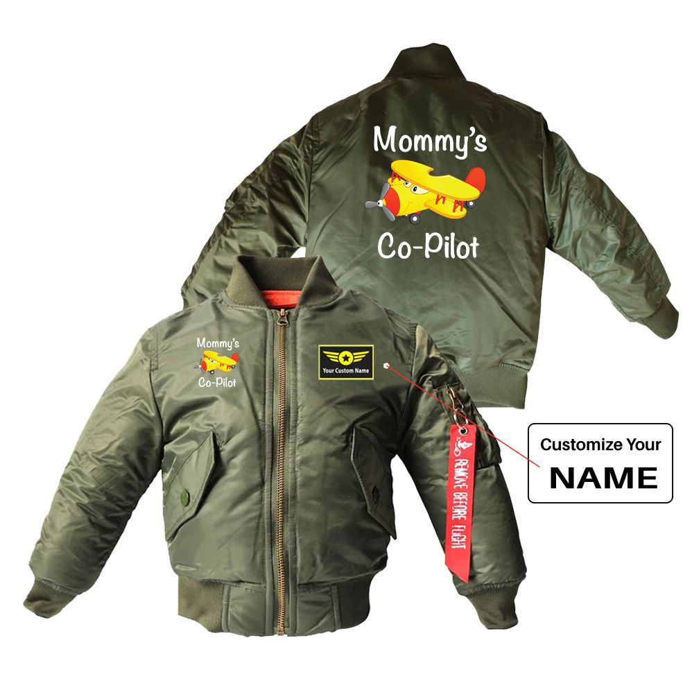 Mommy's Co-Pilot (Propeller2) Designed Children Bomber Jackets