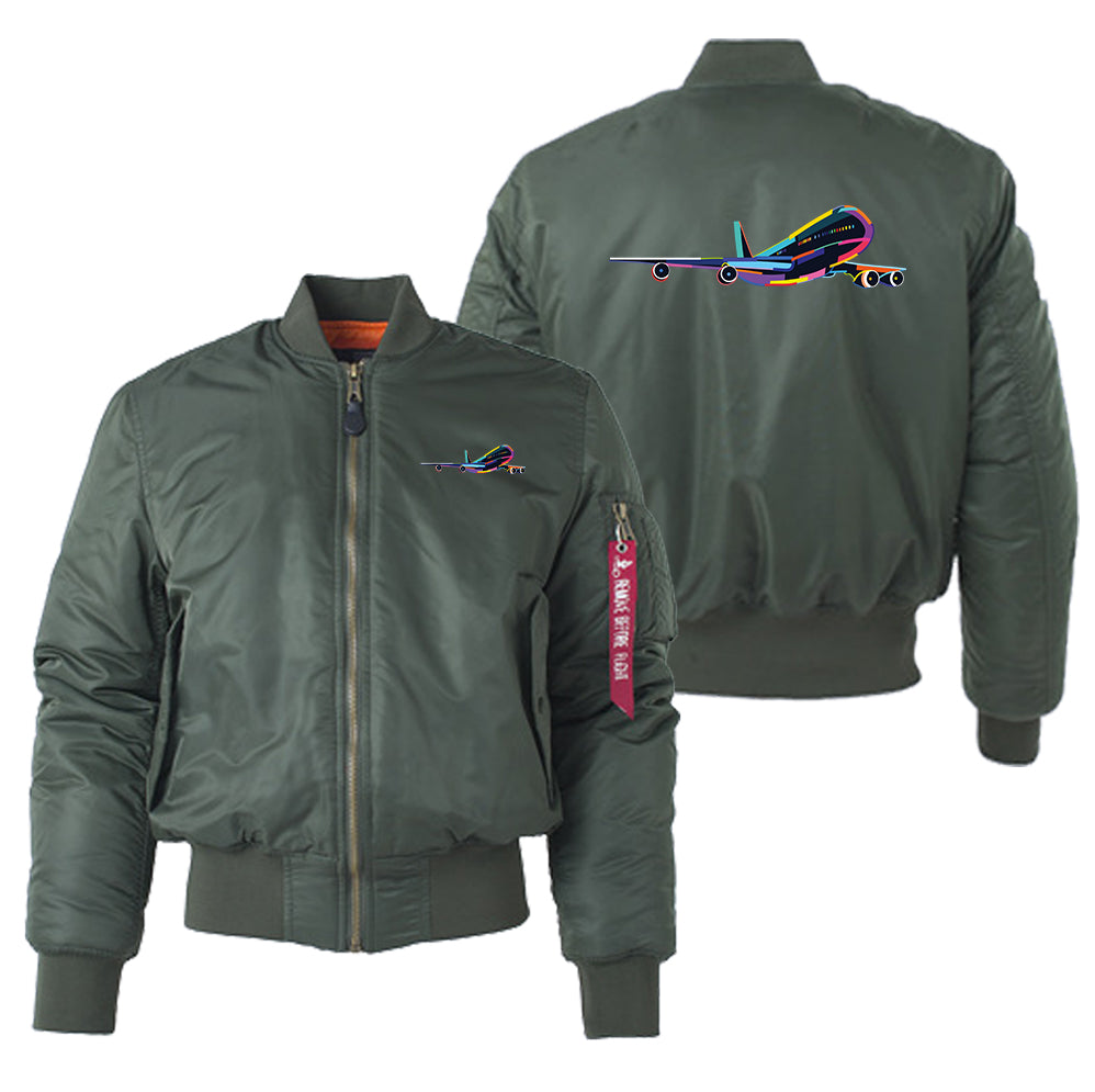 Multicolor Airplane Designed "Women" Bomber Jackets