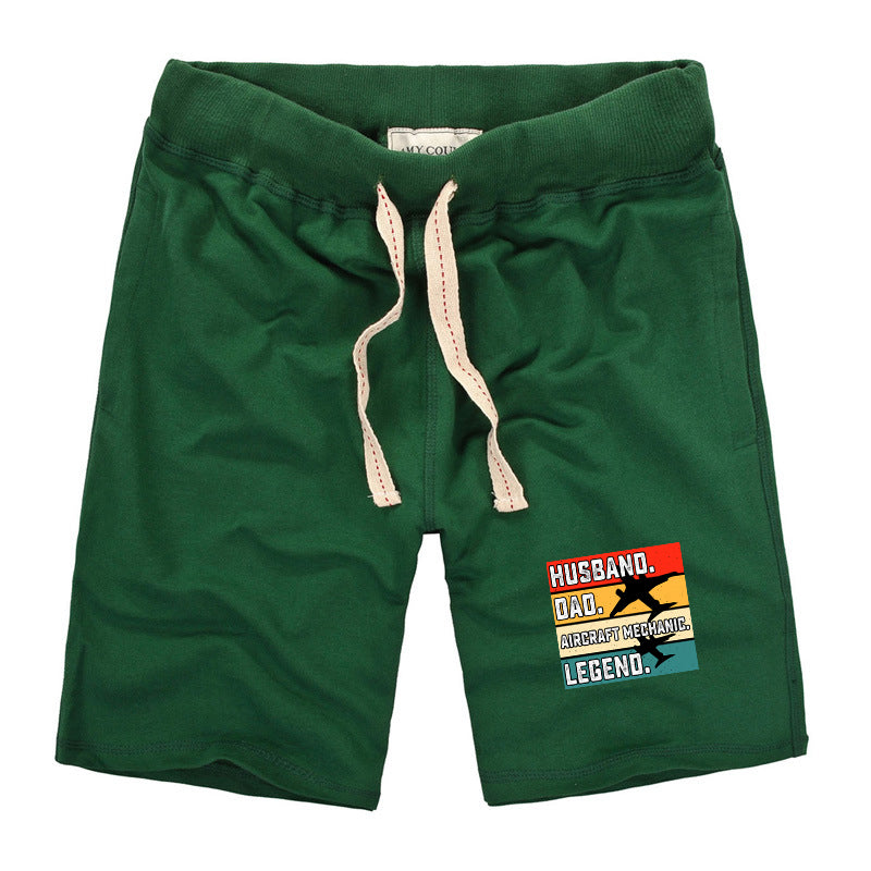 Husband & Dad & Aircraft Mechanic & Legend Designed Cotton Shorts