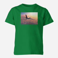 Thumbnail for Super Cruising Airbus A380 over Clouds Designed Children T-Shirts