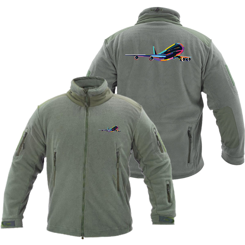 Multicolor Airplane Designed Fleece Military Jackets (Customizable)