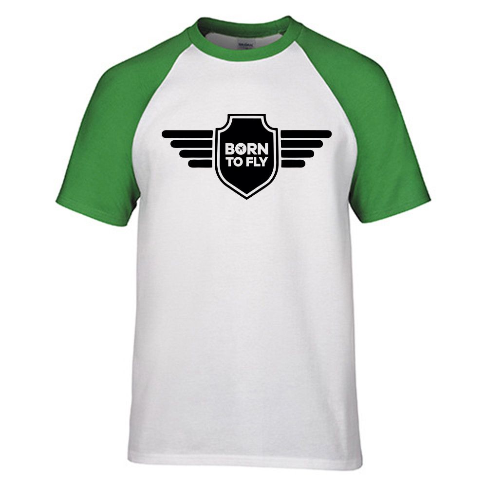 Born To Fly & Badge Designed Raglan T-Shirts