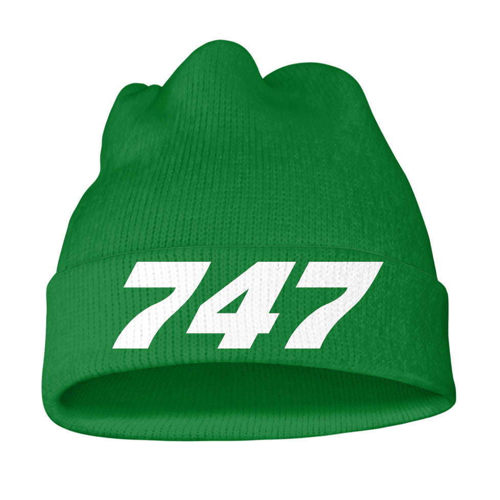 747 Flat Text Knit 3D Beanies