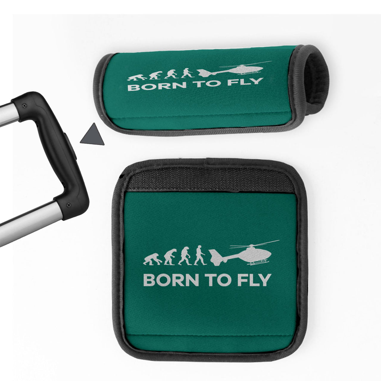 Born To Fly Helicopter Designed Neoprene Luggage Handle Covers