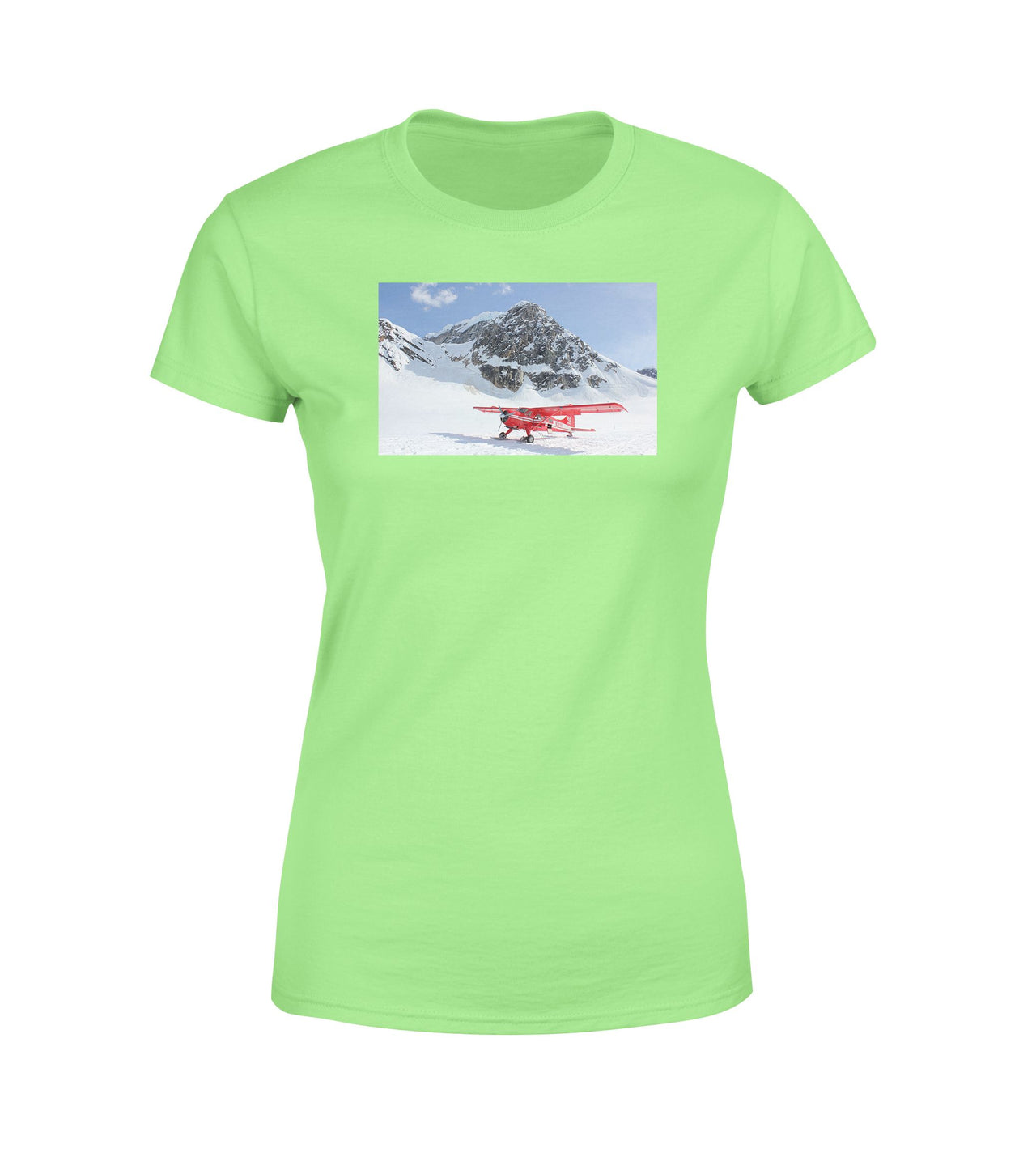 Amazing Snow Airplane Designed Women T-Shirts