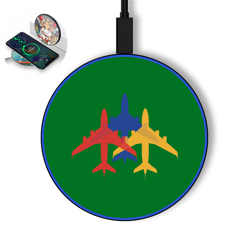 Colourful 3 Airplanes Designed Wireless Chargers