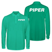 Thumbnail for Piper & Text Designed Long Sleeve Polo T-Shirts (Double-Side)