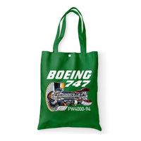 Thumbnail for Boeing 747 & PW4000-94 Engine Designed Tote Bags