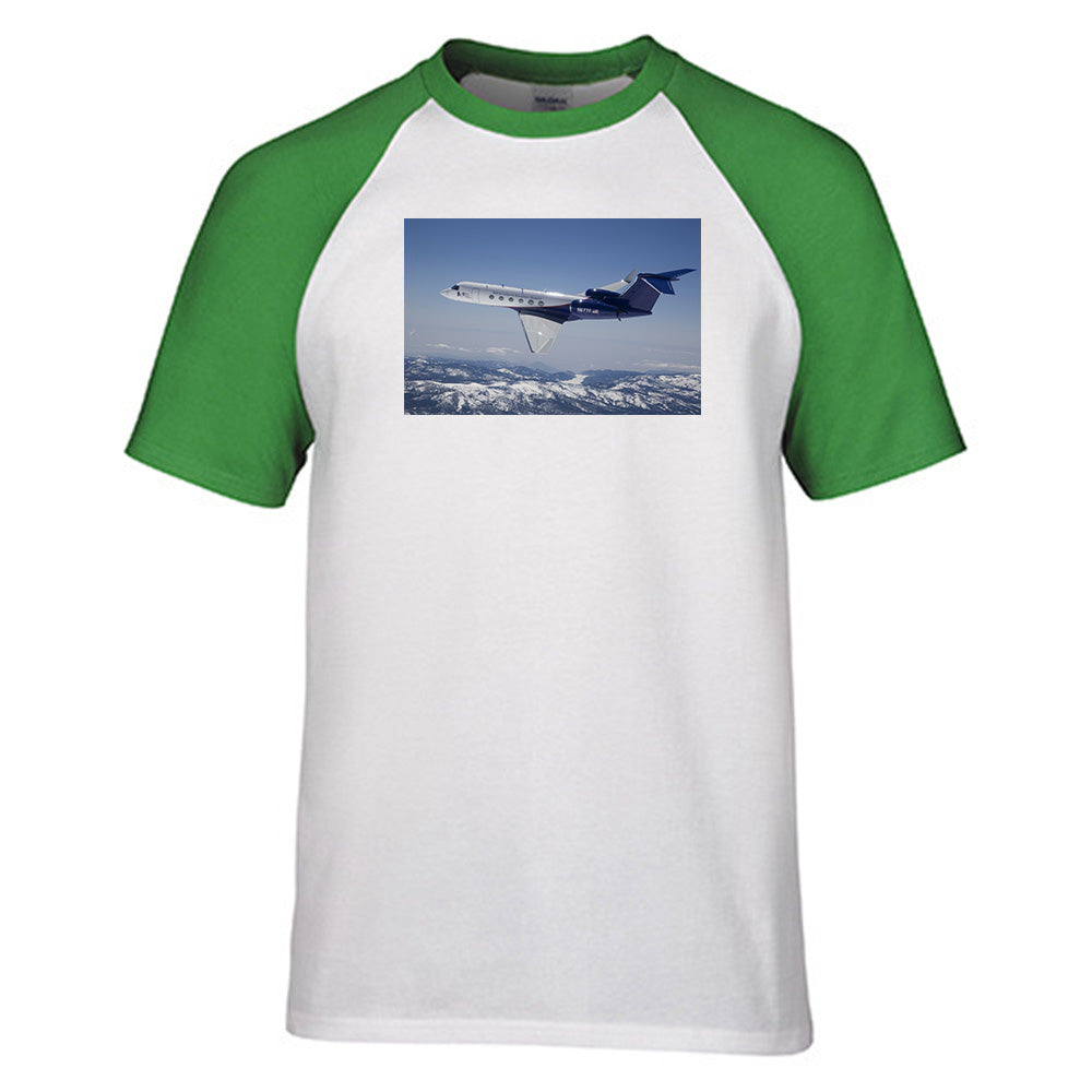 Cruising Gulfstream Jet Designed Raglan T-Shirts