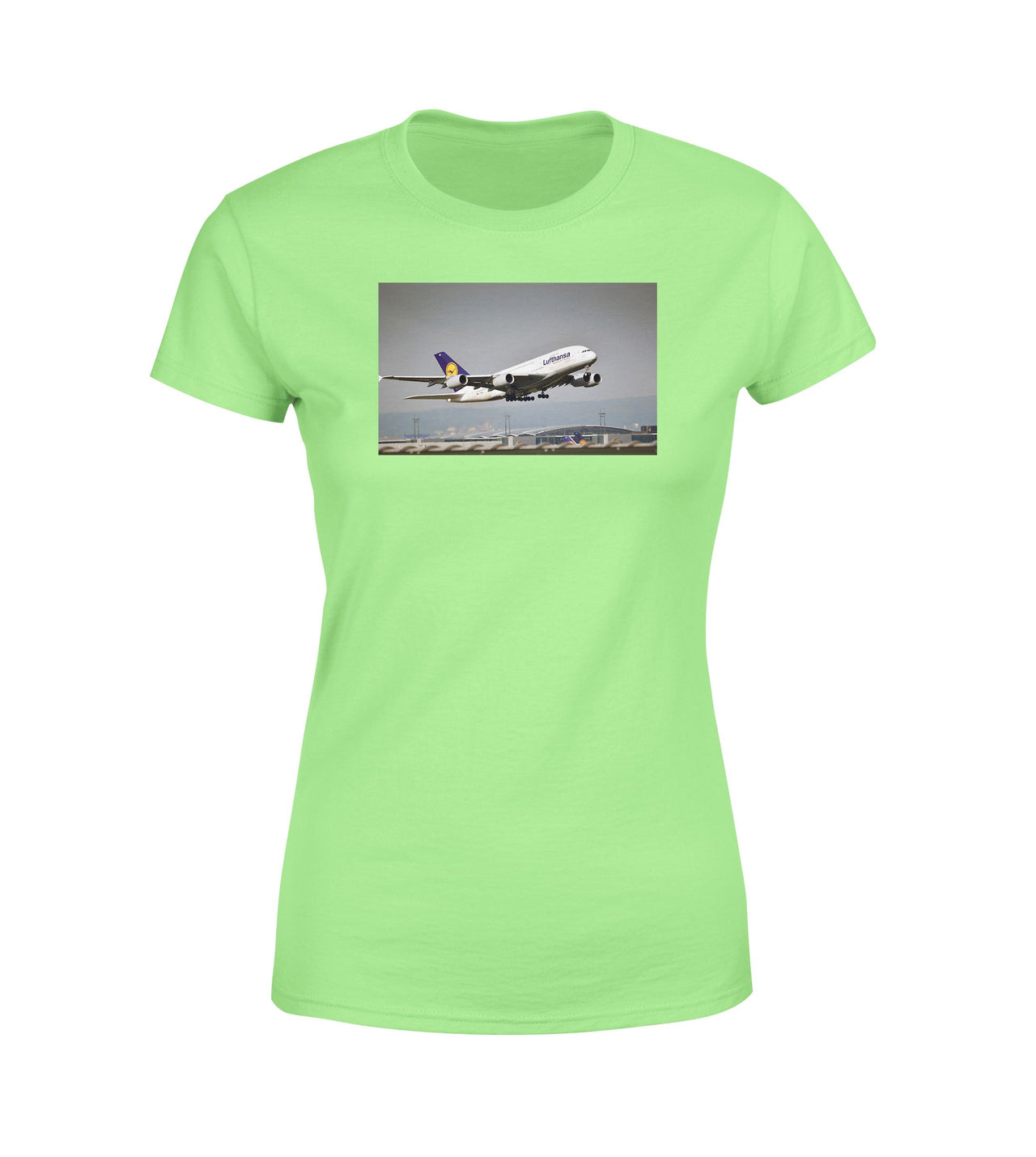 Departing Lufthansa A380 Designed Women T-Shirts