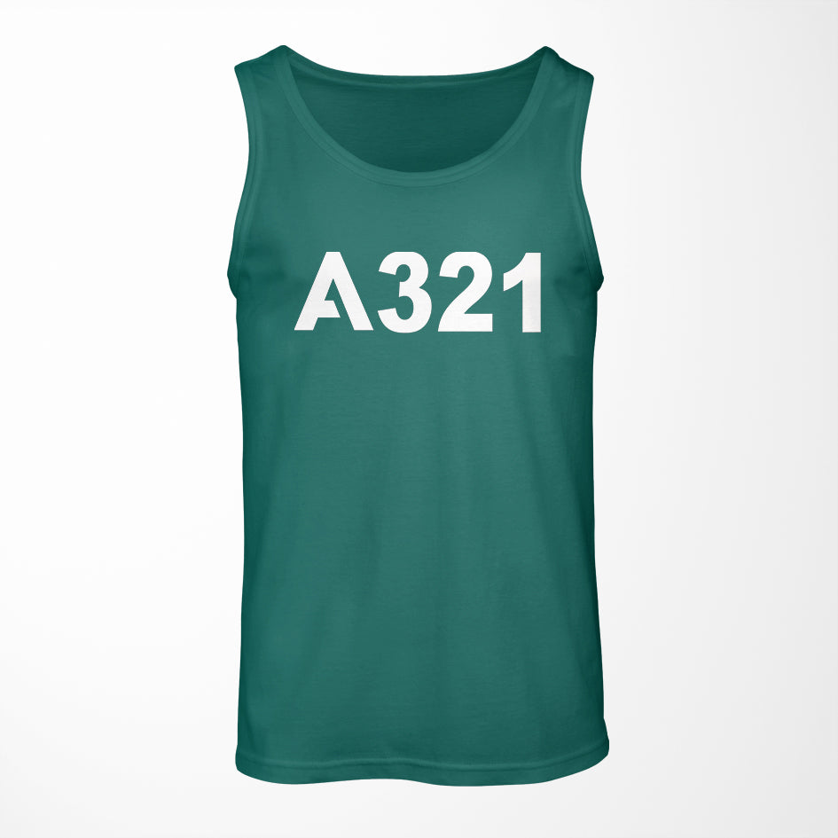 A321 Flat Text Designed Tank Tops