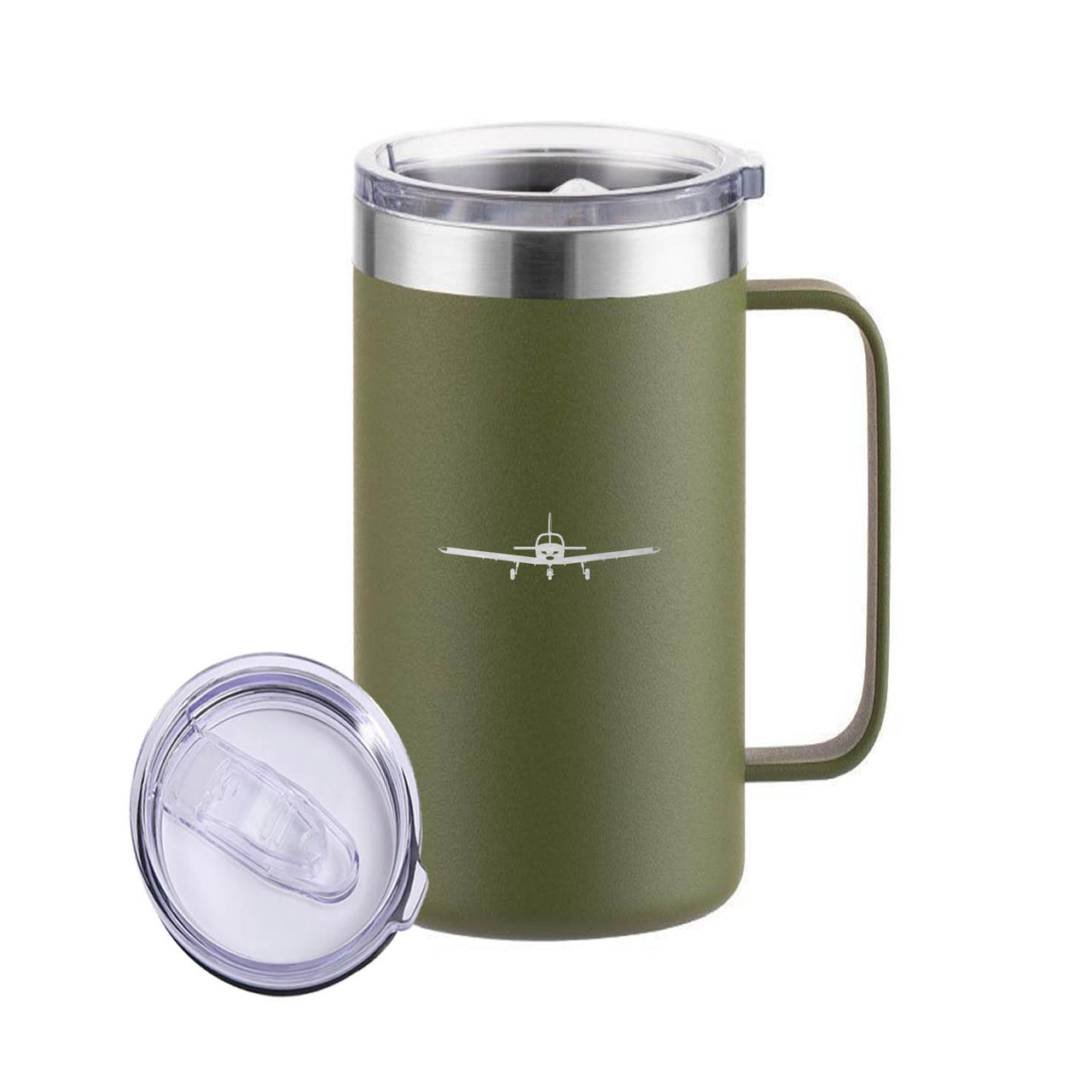 Piper PA28 Silhouette Plane Designed Stainless Steel Beer Mugs