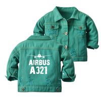 Thumbnail for Airbus A321 & Plane Designed Children Denim Jackets