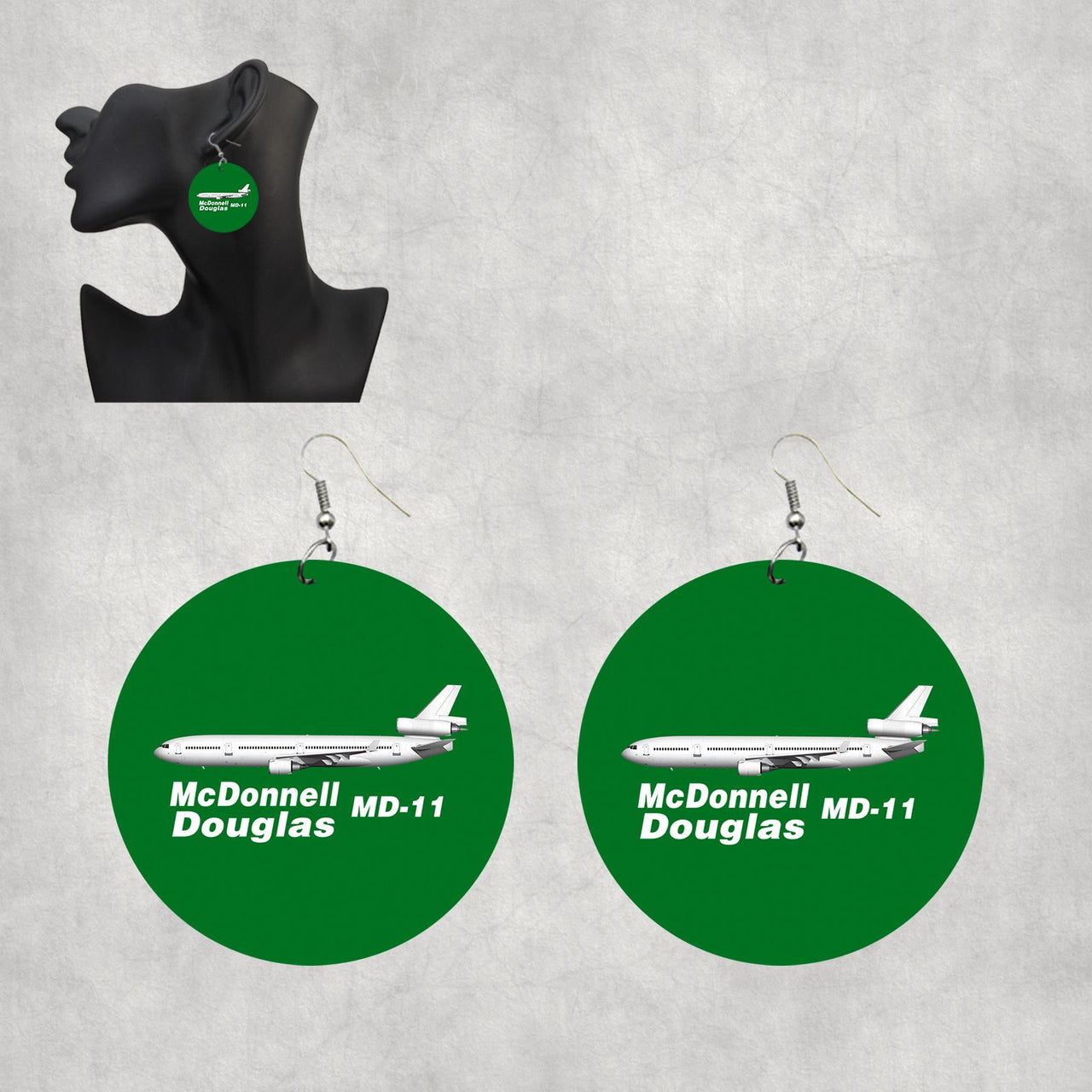 The McDonnell Douglas MD-11 Designed Wooden Drop Earrings