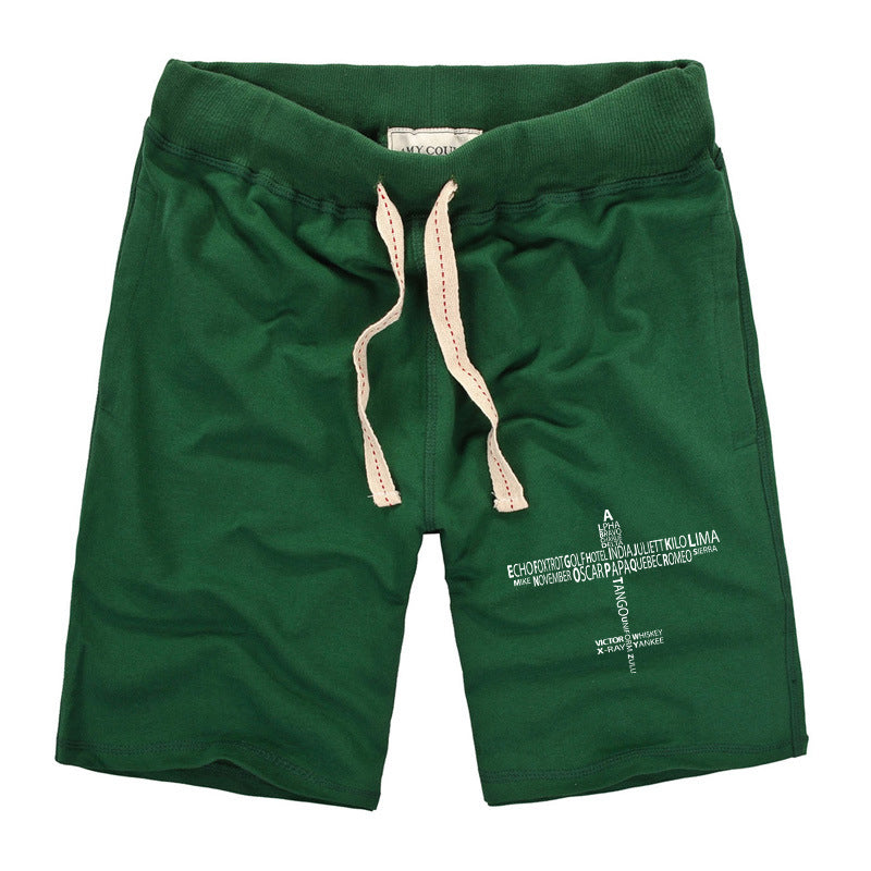 Propeller Shape Aviation Alphabet Designed Cotton Shorts