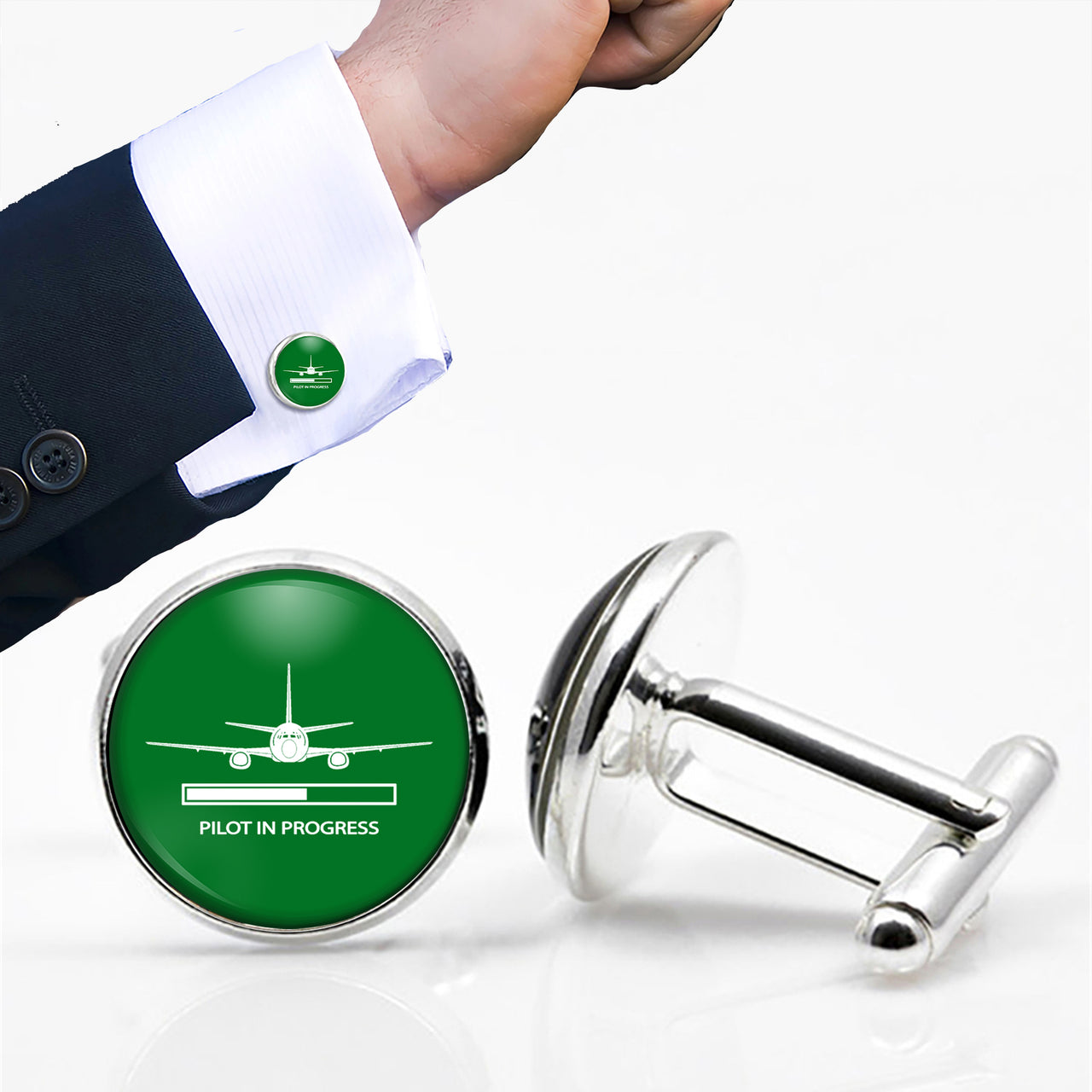 Pilot In Progress Designed Cuff Links