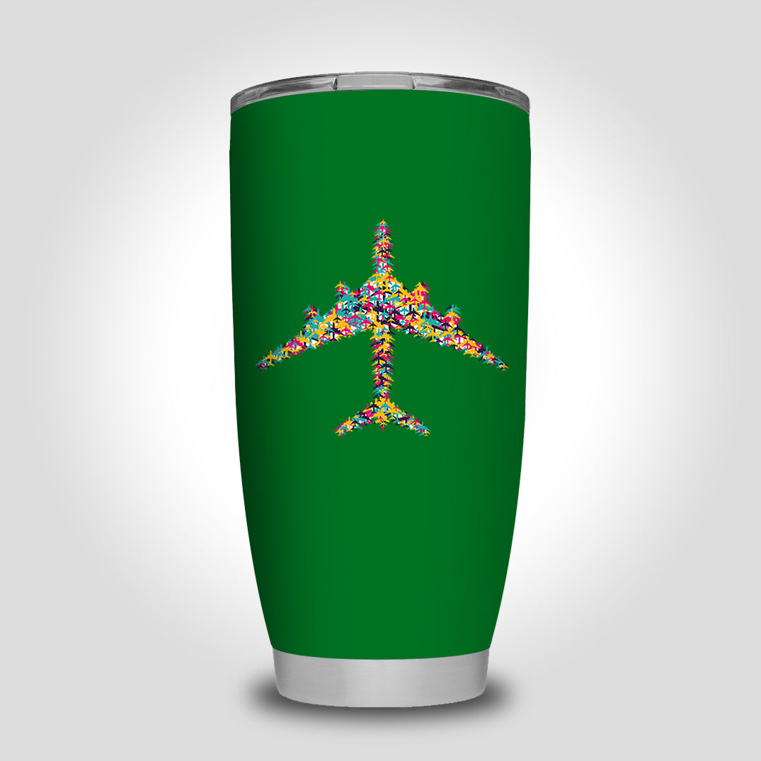 Colourful Airplane Designed Tumbler Travel Mugs
