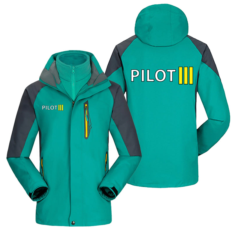 Pilot & Stripes (3 Lines) Designed Thick Skiing Jackets