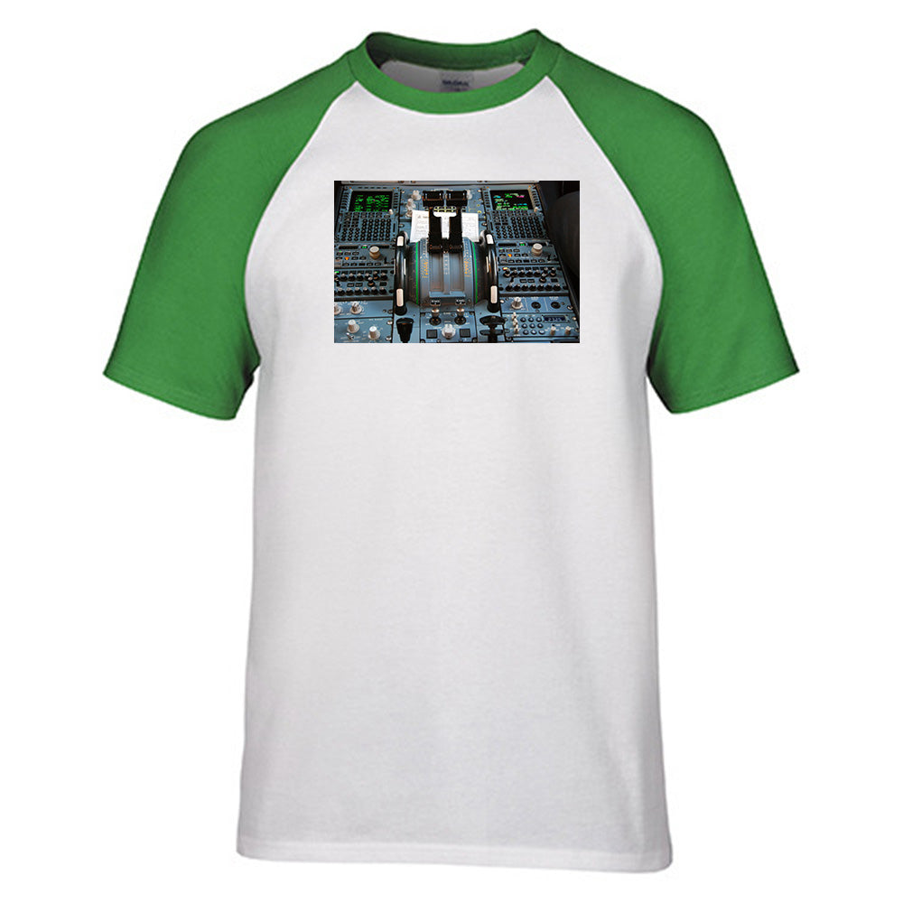 Airbus A320 Cockpit Designed Raglan T-Shirts