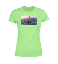 Thumbnail for Amazing City View from Helicopter Cockpit Designed Women T-Shirts