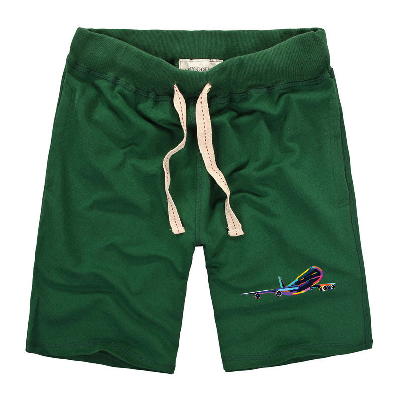 Multicolor Airplane Designed Cotton Shorts