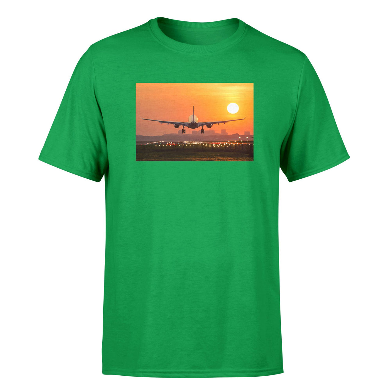 Amazing Airbus A330 Landing at Sunset Designed T-Shirts