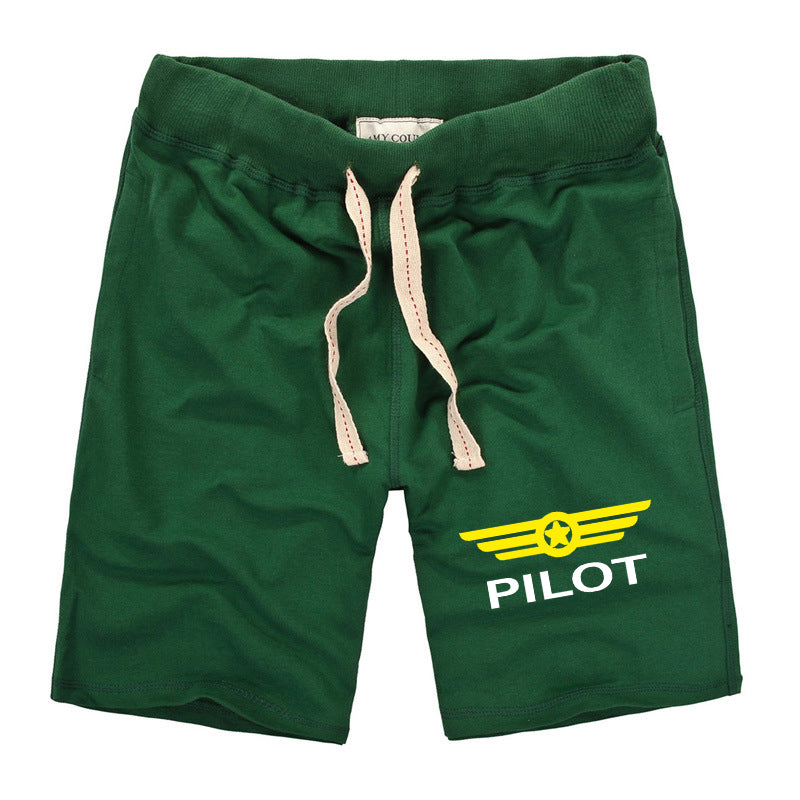 Pilot & Badge Designed Cotton Shorts