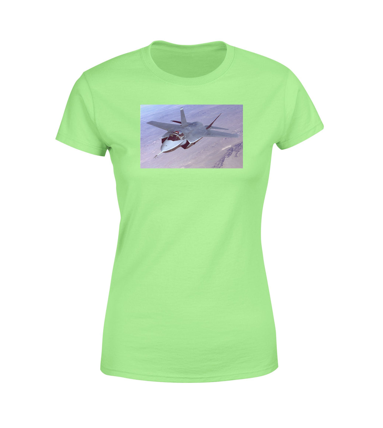 Fighter Jet 35 Captured in the Air Designed Women T-Shirts