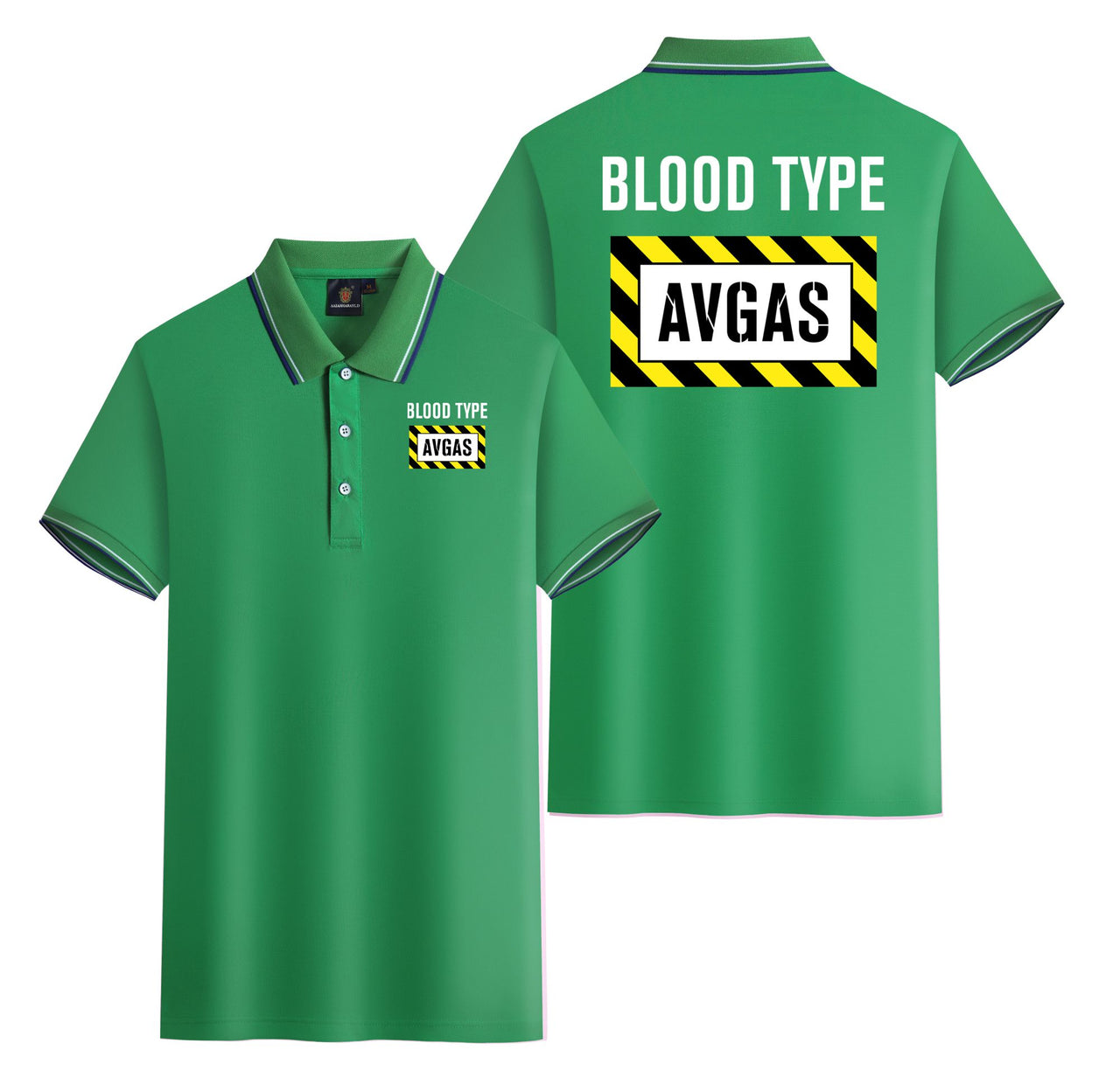 Blood Type AVGAS Designed Stylish Polo T-Shirts (Double-Side)