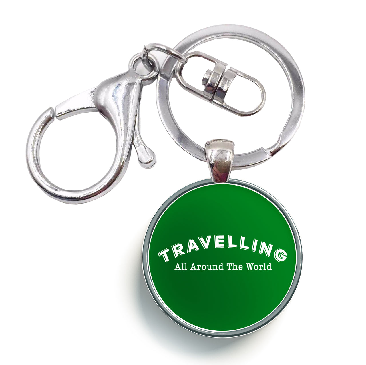 Travelling All Around The World Designed Circle Key Chains
