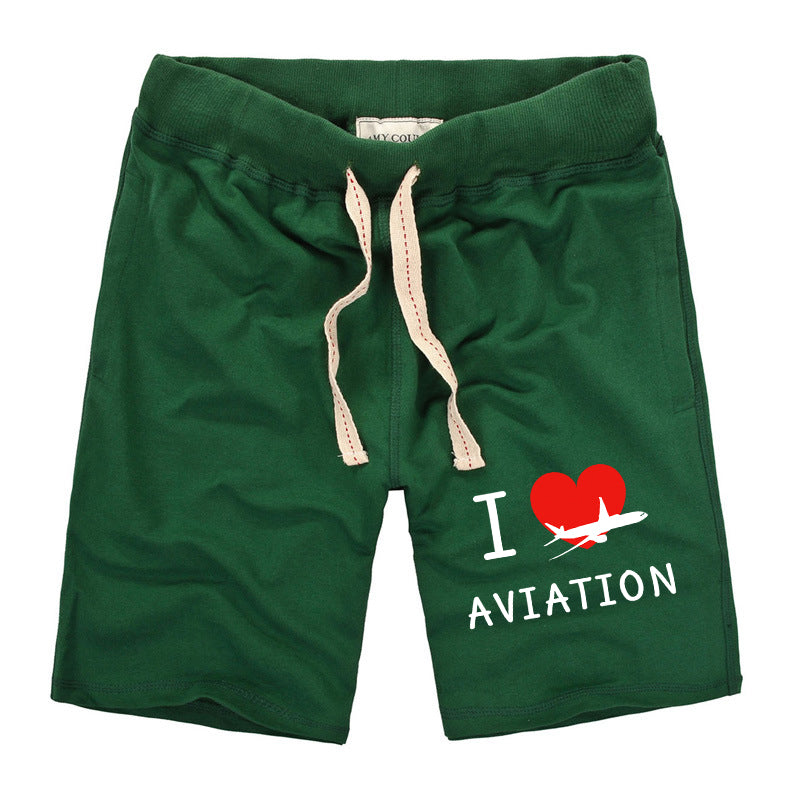 I Love Aviation Designed Cotton Shorts