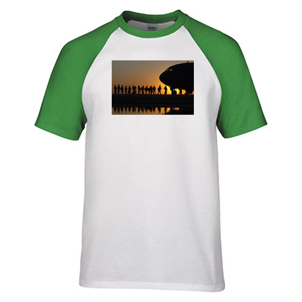 Band of Brothers Theme Soldiers Designed Raglan T-Shirts