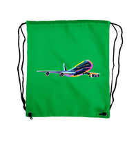 Thumbnail for Multicolor Airplane Designed Drawstring Bags