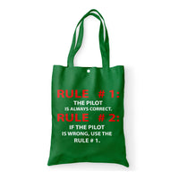 Thumbnail for Rule 1 - Pilot is Always Correct Designed Tote Bags