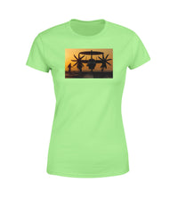 Thumbnail for Military Plane at Sunset Designed Women T-Shirts