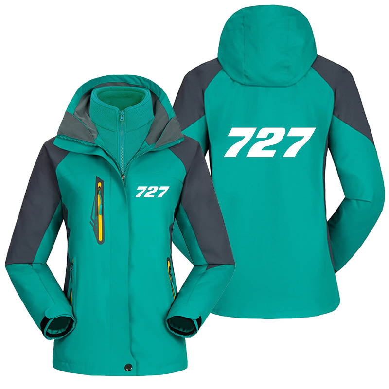 727 Flat Text Designed Thick "WOMEN" Skiing Jackets