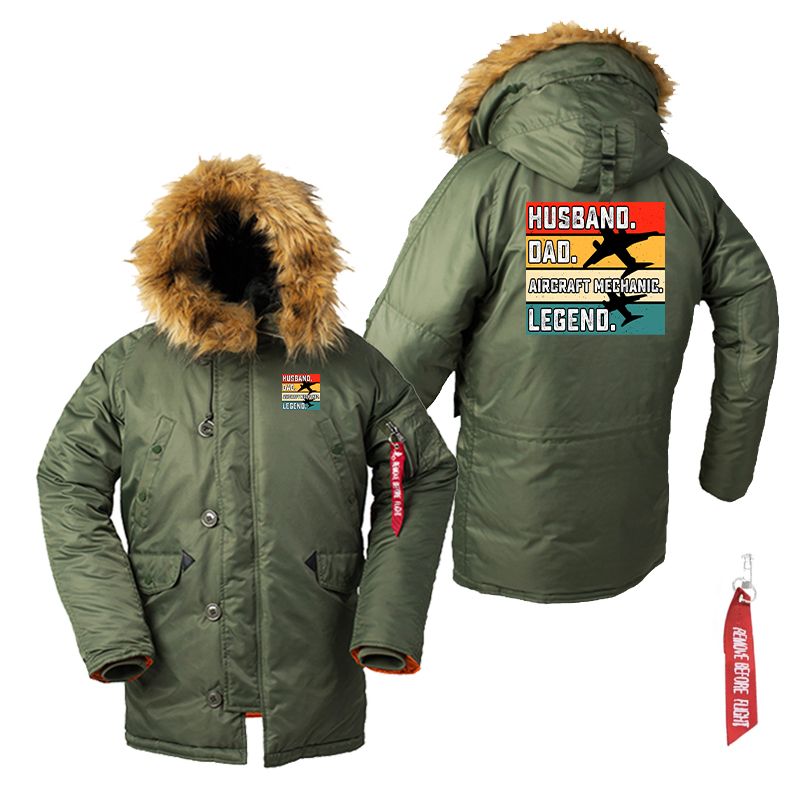 Husband & Dad & Aircraft Mechanic & Legend Designed Parka Bomber Jackets