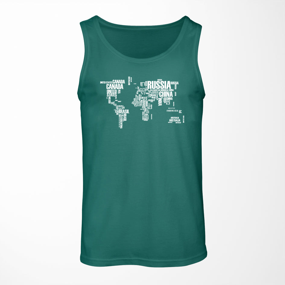 World Map (Text) Designed Tank Tops