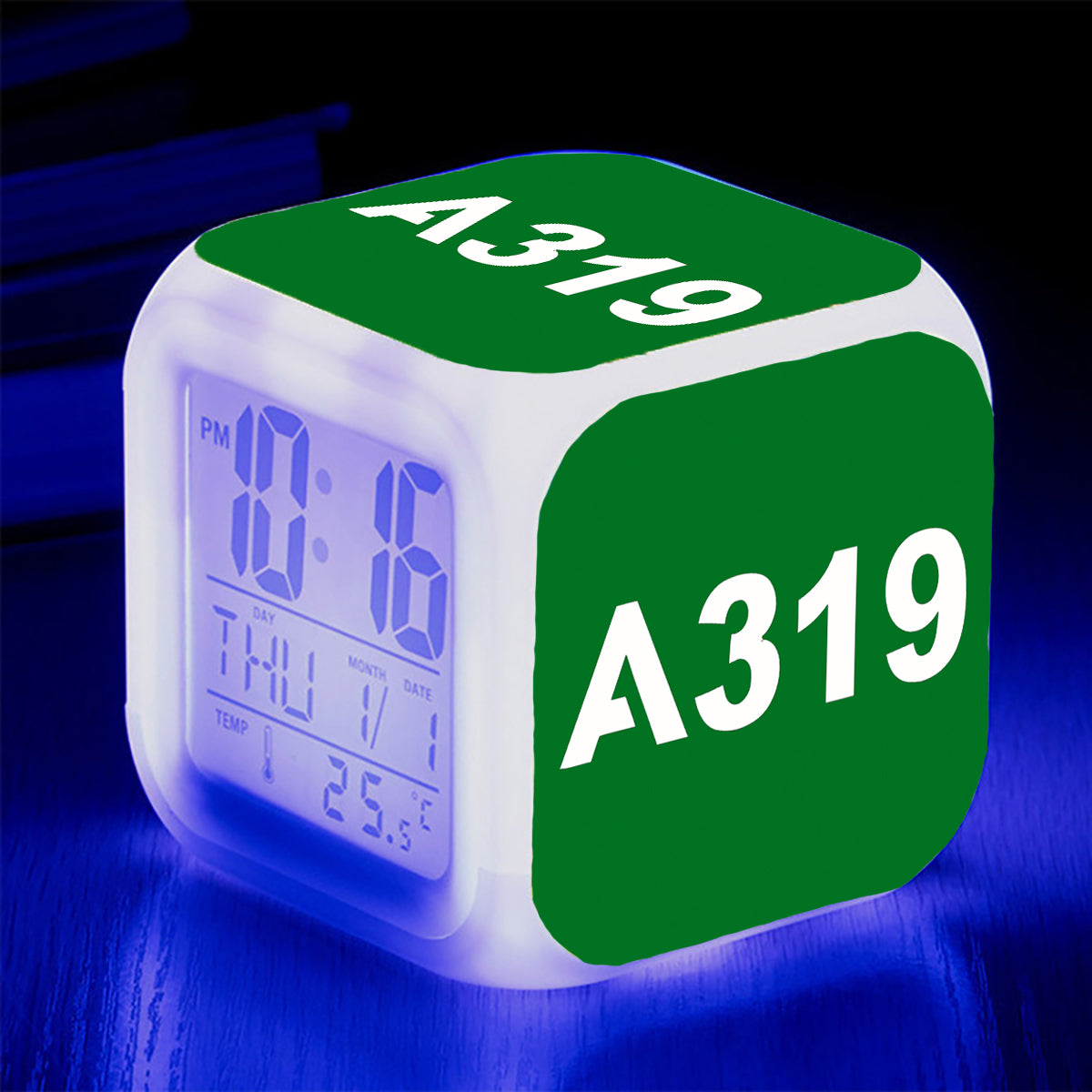 A319 Flat Text Designed "7 Colour" Digital Alarm Clock