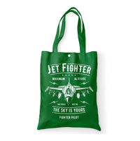 Thumbnail for Jet Fighter - The Sky is Yours Designed Tote Bags