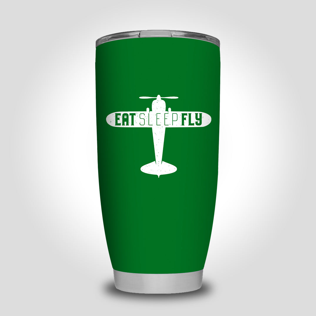 Eat Sleep Fly & Propeller Designed Tumbler Travel Mugs